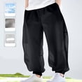thumbnail image 2 of Lenpel Children's Summer Pants Girls Boys Lightweight Elastic Waist Mesh Wide Leg Pants Baggy Casual Joggers with Pockets 2-15 Y, 2 of 5