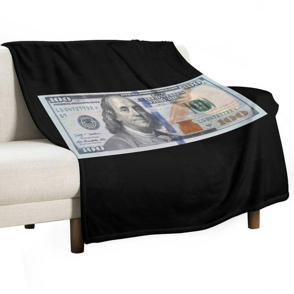 The Official $100 Dollar Bill Super Soft Blanket Flannel Throw Blanket Flannel Microfiber Blankets for Couch Bed Sofa Fluffy and Warm 50"x60"