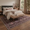 thumbnail image 2 of 2x7 Area Rugs Machine Washable Low Pile Indoor Runner Rug with Non Slip Backing for Hallway, Laundry Room, Bedroom, Bathroom, Floral Stems Print Pattern, Dusty Plum, 2 of 4