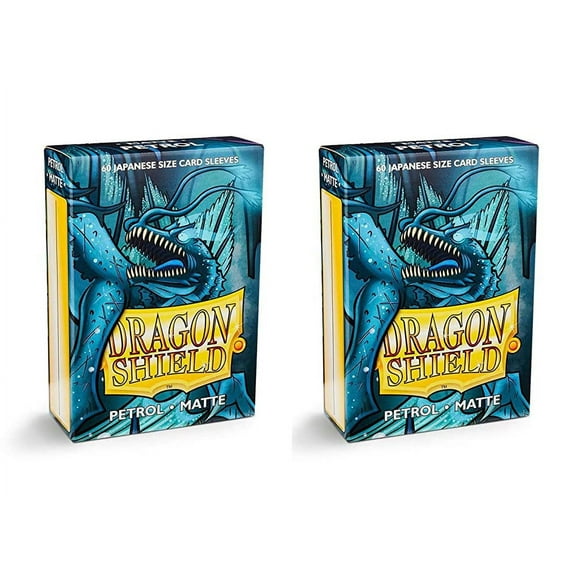Dragon Shield Bundle: 2 Packs of 60 Count Japanese Size Mini Matte Card Sleeves - Matte Petrol