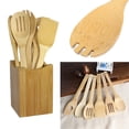 thumbnail image 4 of Bamboo Cooking Utensils Set, Kitchen Cooking Utensils Set, 12 in Length, Nonstick Cookware Compatible, Slotted Spoons for Cooking, Cooking Spatula, Storage Holder, Natural Finish,, 4 of 7