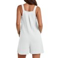 thumbnail image 6 of BUIGTTKLOP Jumpsuits for Women,Women's 2024 Summer Casual Rompers Loose Waffle Knit Short Overalls Adjustable Strap Jumpsuit Button Up Comfy Rompers Sleeveless Jumpers with Pockets, 6 of 6