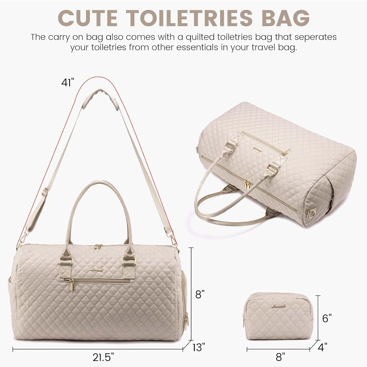 Travel Duffle Bag, Weekender Bag for Women with Toiletry Bag, Carry on Overnight Bag with Shoe Compartment, Gym Duffel Bag with Wet Pocket, Mommy Hospital Bags for Labor and Delivery