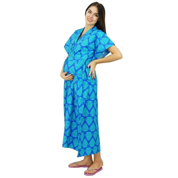 Bimba Maternity Cotton Kaftan Hospital Delivery Gown Nursing Night Wear Caftan