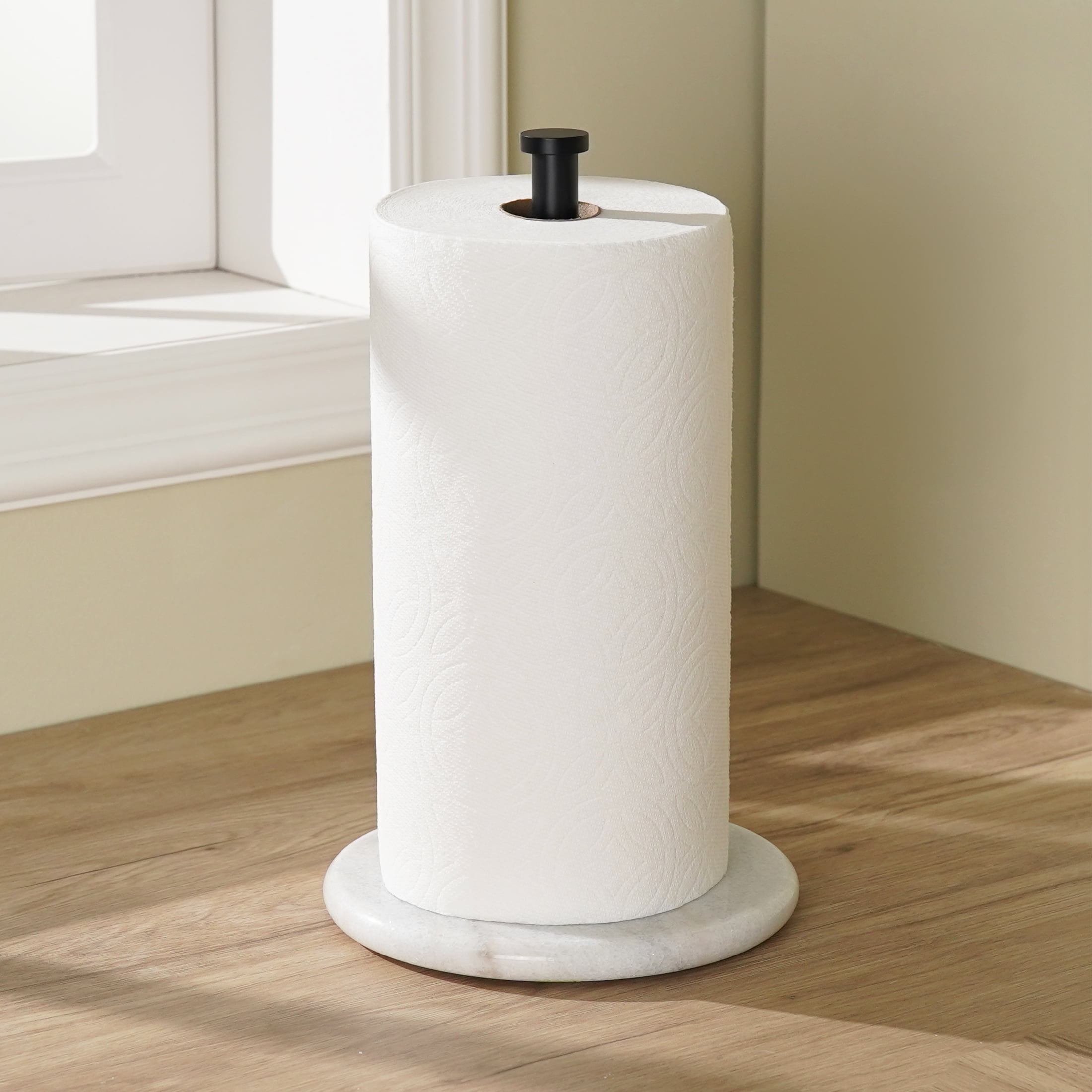 KES Matte Black Paper Towel Holder Marble Standing Kitchen Roll Holder ...