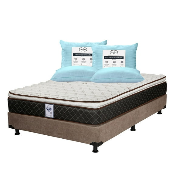 Colchón Queen Size Minesota Spring Air + Box + 2 Almohadas Trinity