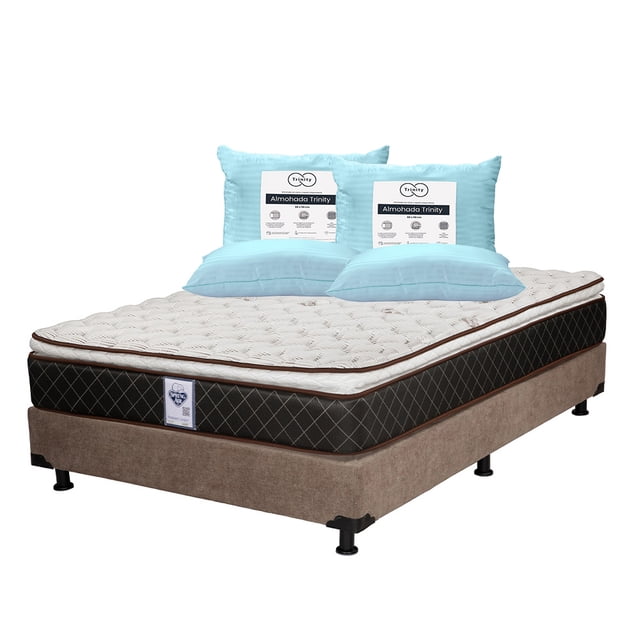 Colchón Matrimonial Minesota Spring Air + Box + 2 Almohadas Trinity