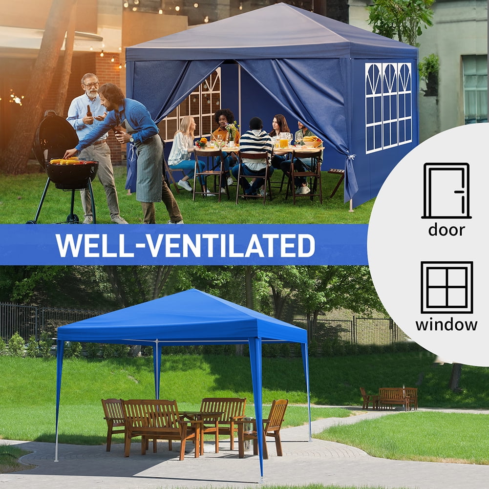 Aimee Lii 120" x120" Large Party Tent, Events Shelter Canopy Gazebo with 4 Side Walls, Shade Shelter for Weddings, Picnic, Blue