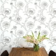 thumbnail image 6 of Tempaper Peonies Metallic Black & White Peel and Stick Wallpaper, 20.5" x 16.5', 6 of 9