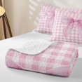 thumbnail image 4 of Erosebridal Pink Watercolor Bow Twin Quilt Set for Girls, Pink Bow Twin Coverlet Set for Women, 2-Piece, 4 of 7