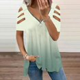 thumbnail image 2 of Elegante blusa estampada con cuello en V para mujer, camiseta suelta de manga corta con cremallera OAVQHLG3B Store  lin121212, 2 of 3