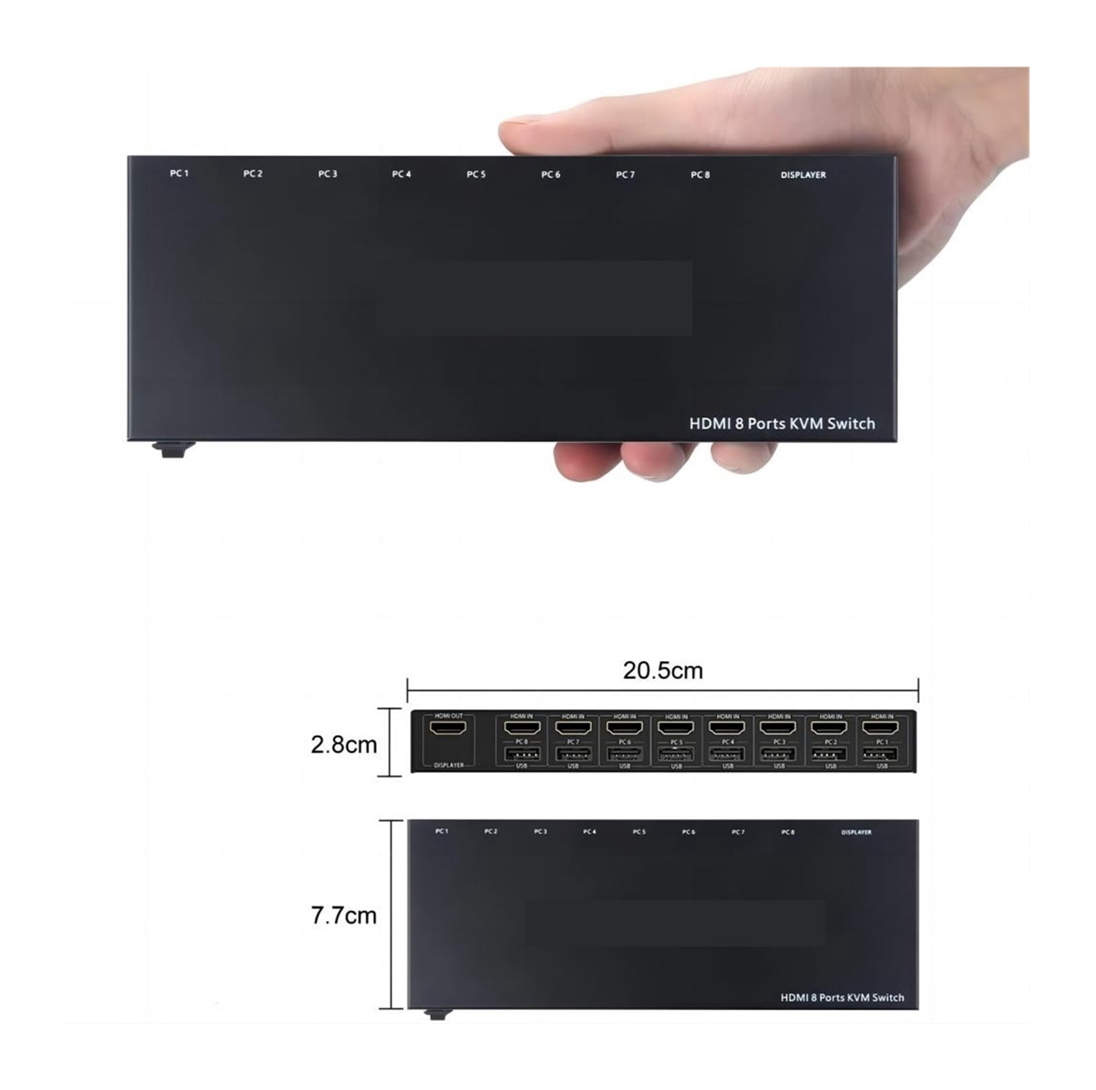 KVM USB Switch, 8 In 1 Out Switcher Box Support 4K30Hz
