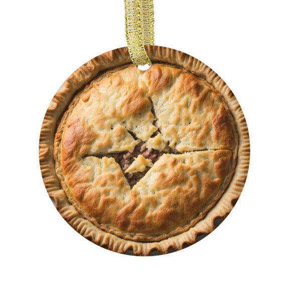 Mince Meat Pie Ground Beef Food Lovers Foodie Novelty Holiday Christmas Ornament Xmas Tree Gift (Flat Design Printed on Ceramic, NOT 3D)