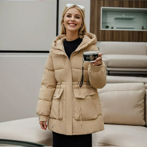 Gibobby Chamarra larga mujer Chaquetas de plumon para mujer chamarra larga para mujer portatil ligera delgada calida Caqui XG Bodega Aurrera en linea