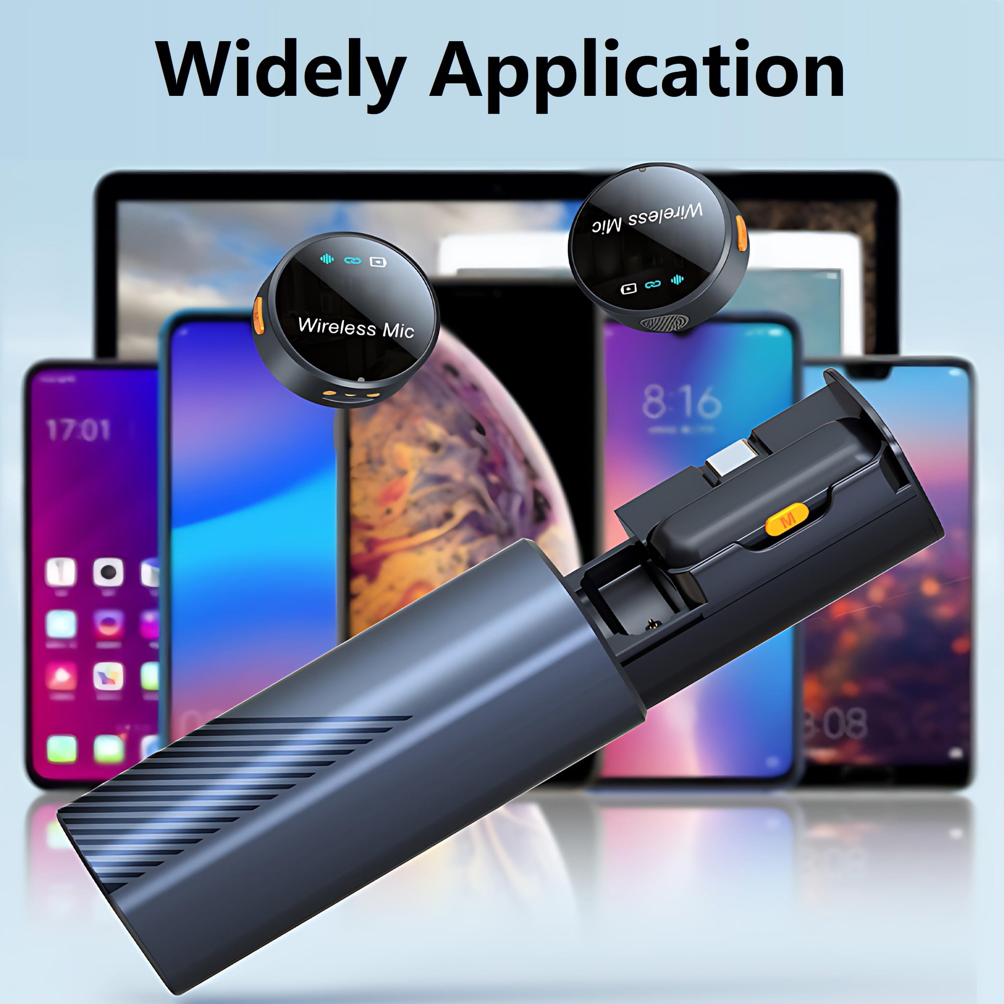 Pecham 2PCS Wireless Lavalier Microphone for iPhone iPad Android, Mini Microphone with Charging Case, Noise Cancelling Lapel Mic for Video Recording, Podcast