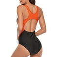 thumbnail image 4 of KaLI_store Womens One Piece Swimsuits Women's Crossover Ruched Skirt One Piece Swimdress Swimsuit Bathing Suit Orange,L, 4 of 5