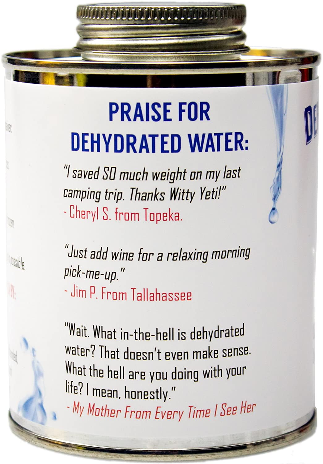 Witty Yeti White Label 16 oz Silver Dehydrated Water Can, Funny Gag Gift and Novelty Toy