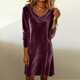 thumbnail image 4 of Women's Round Neck Velvet Long-Sleeved Cocktail Dress for Autumn/Winter Silver XXL, 4 of 4