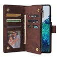 thumbnail image 5 of Cowithday Phone Case for Samsung Galaxy S21 Ultra, Galaxy S21 Ultra Wallet Case with Zipper for Women Men, PU Leather Magnetic Flip Kickstand Closure Wrist Strap Zipper Card Holder Cases, Brown, 5 of 8