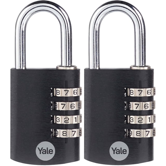 Candado combinado Yale Outdoor, impermeable, 4 dígitos, paquete de 2