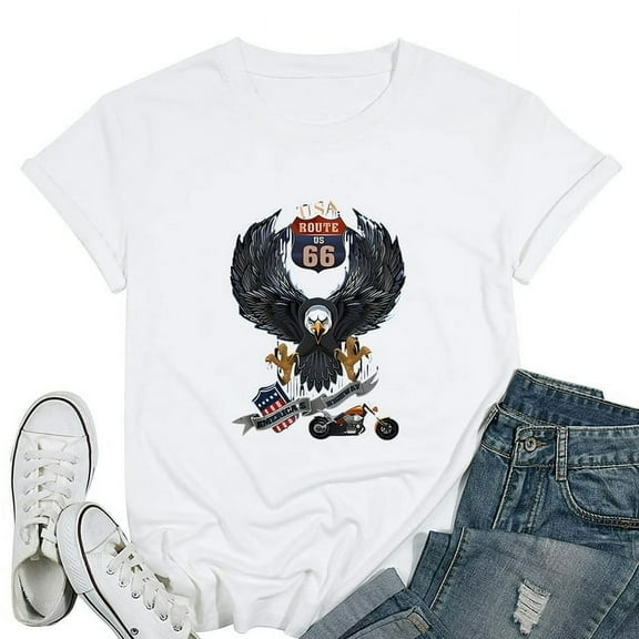 100% cotton tshirts men tee USA ROUTE US 66 Cool Womens T-Shirt White