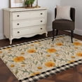 thumbnail image 3 of Spring Daisy Area Rugs 3'x5', Small Throw Rugs for Living Room Bedroom, Country Vintage Yellow White Floral Leaf Plaid Indoor Outdoor Rug Non-Slip Low Pile Carpet Runner Reversible Floor Mats, 3 of 8