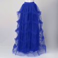 thumbnail image 5 of Yuncity Women Skirts Solid Color High Waist Elastic Maxi A-Line Mesh Asymmetrical Ruffle Summer Leisure Evening Ceremonies Wear Women's Skirts Size XL Blue, 5 of 5