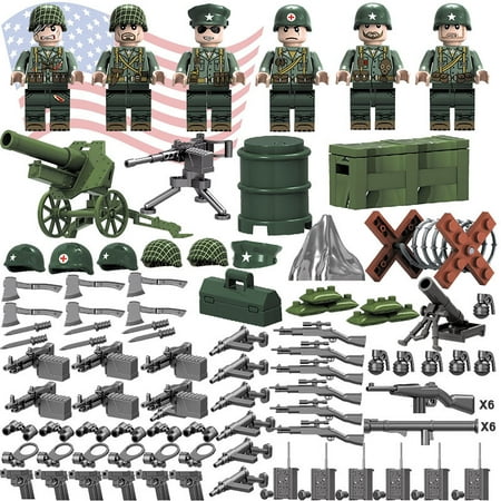 6pcs WW2 Military Minifigures Soldiers Action Figures Set for Kids Birthday Gifts, Holiday Gifts, Scholarship Gifts, Daily Teaching Collectibles