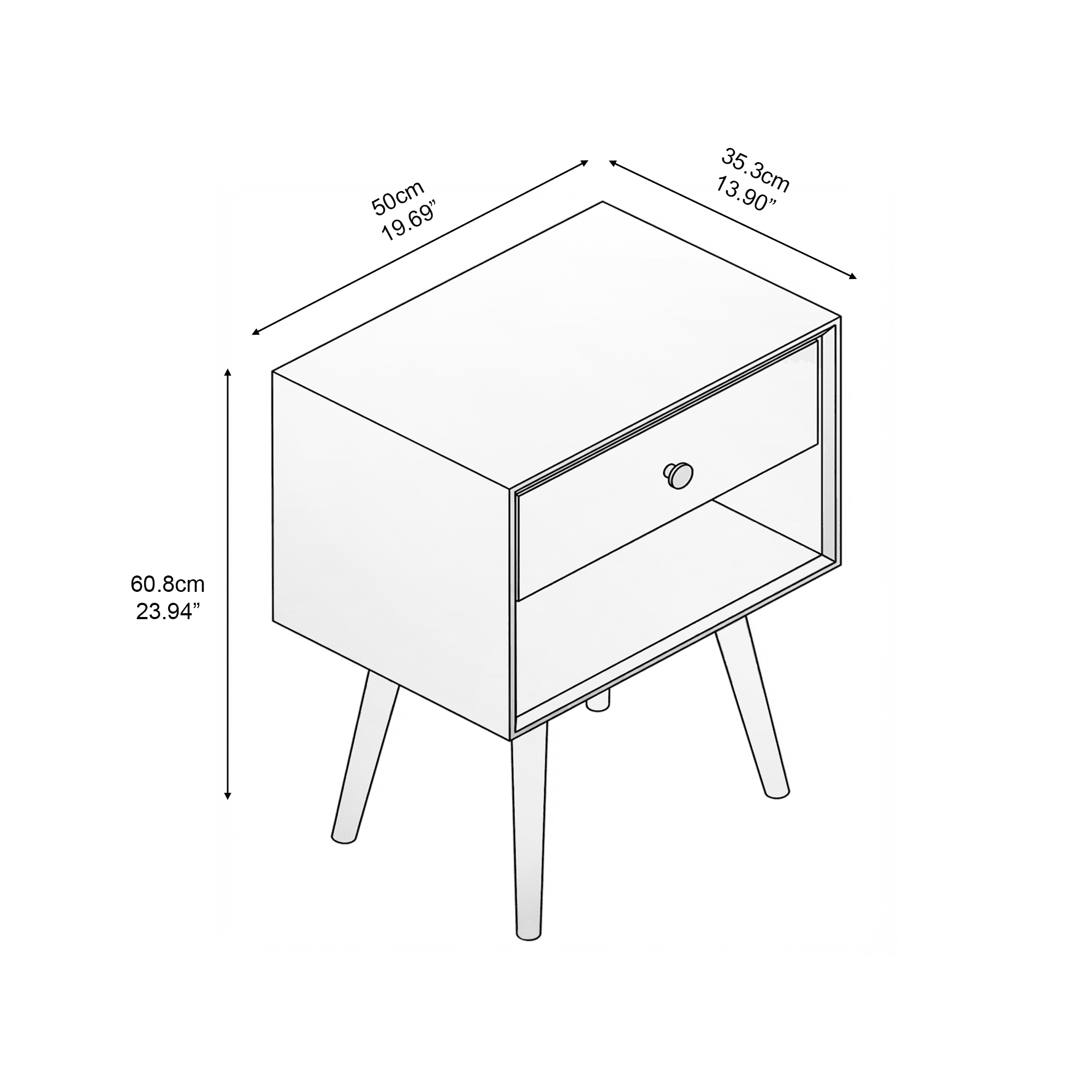Mcm 1 Drawer Solid Wood Nightstand Walnut