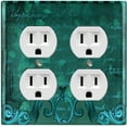 thumbnail image 4 of Metal Light Switch Plate Cover Elegant Green Letter Frame Damask DAM069, 4 of 15