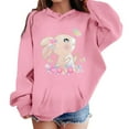 thumbnail image 2 of Big Girls Hoodies Sweatshirts Cute Bunny Print Pullover Kids Casual Outerwear Warm Jacket Fall Winter Clothes Pink Size 12-13T, 2 of 4