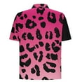 thumbnail image 5 of QQAMB Men's Shirts Button Down Lapel Collar Leopard Print Short Sleeve Shirt Trendy Hawaiian Shirts Summer Casual Vacation Tops Hot Pink 4XL, 5 of 5