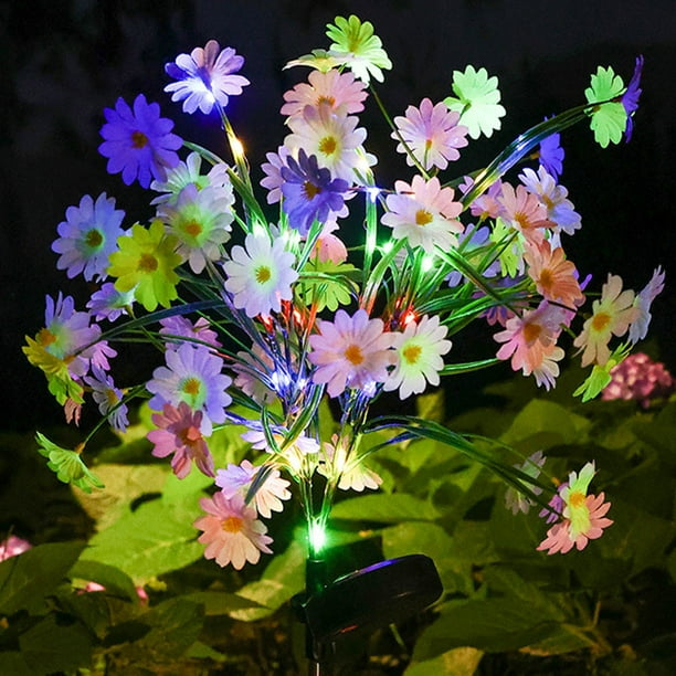 Luces solares para exteriores, luces solares de flores para exteriores, luces solares decorativas para jardín, luces LED con estaca, encendido y apagado automático, brillo de hasta 8 horas, luces sola