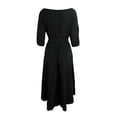 thumbnail image 5 of Women's Dress Three Quarter Sleeve Elegant with Belt and Pocket Chic Midi Dress for Spring Fall Party Office,Black,L, 5 of 5