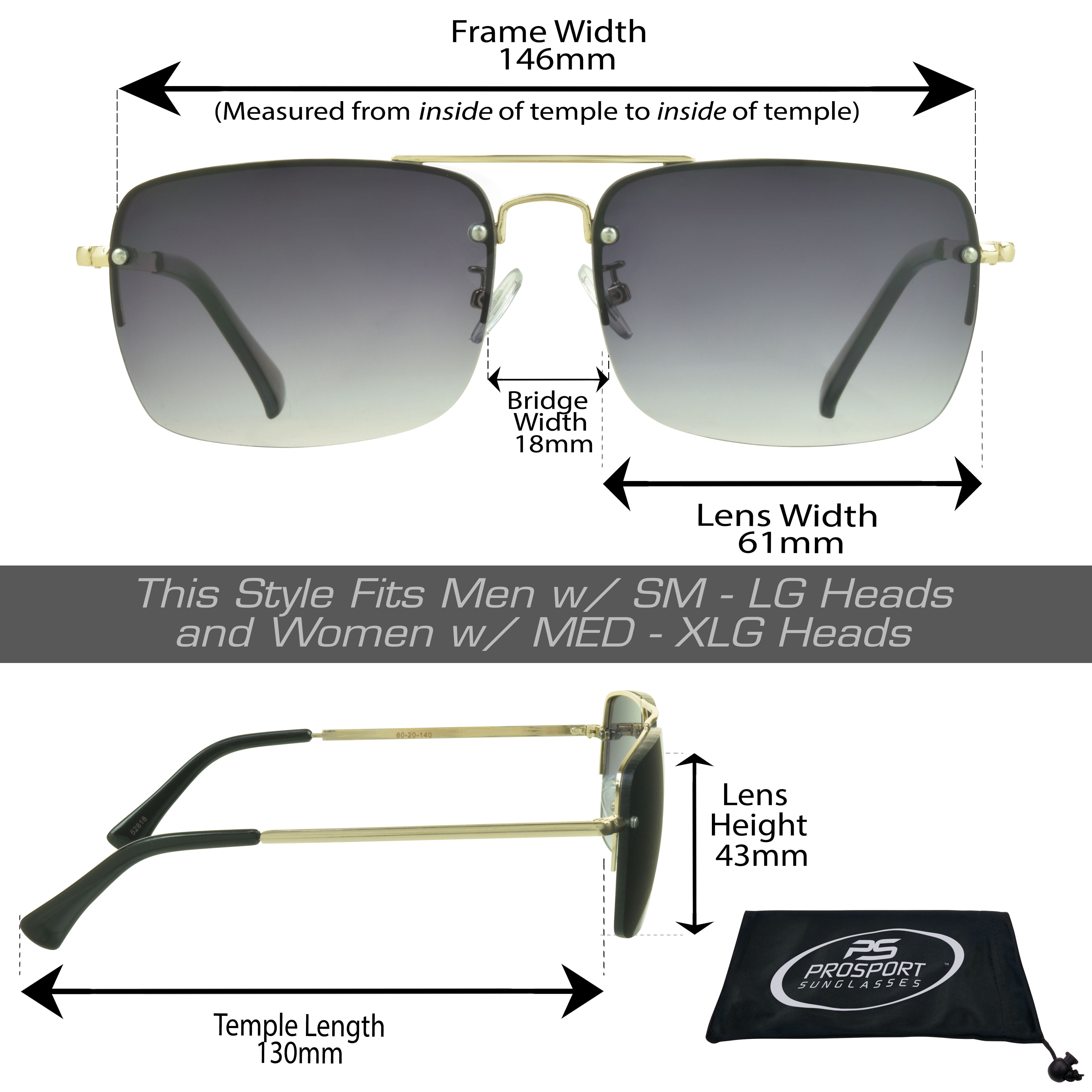 proSPORT Reading Sunglass Reader Aviator Men Women Gold Grey Lens NOT Bifocal