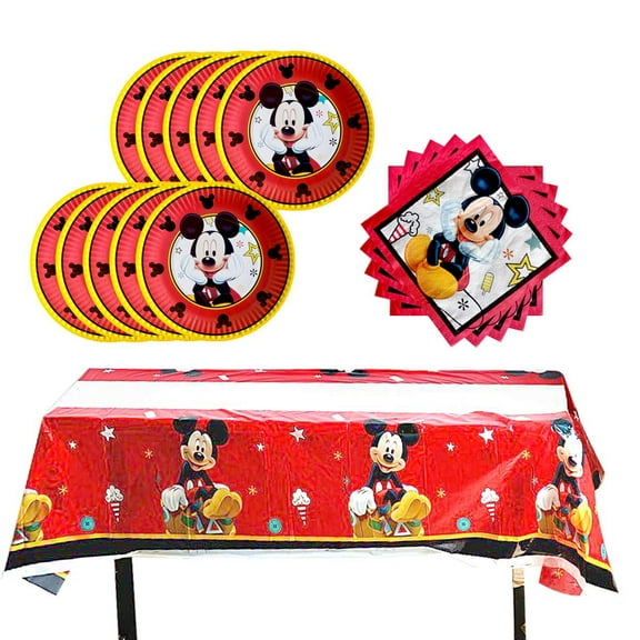 41 Red Cartoon Birthday Party Decorations - Prepare 20 plates, 20 towels, 1 tablecloth, and birthday party decorations for both boys and girls at once.
