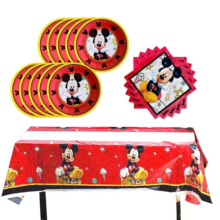 41 Red Cartoon Birthday Party Decorations - Prepare 20 plates, 20 towels, 1 tablecloth, and birthday party decorations for both boys and girls at once.