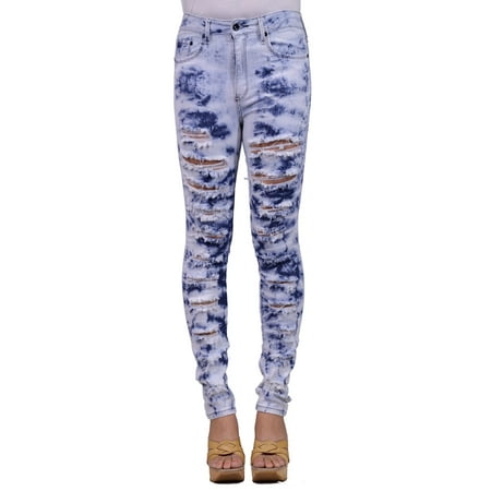 Urban Funk Bleached Destroyed Denim Skinny High Waisted