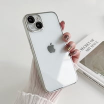 Dteck Clear Case for iPhone 13 Pro Max, Silicone Transparent Back Soft TPU Bumper Shockproof Plating Gold Edge Ultra Slim Phone Cover with Camera Lens Protectors For iPhone 13 Pro Max,Silver