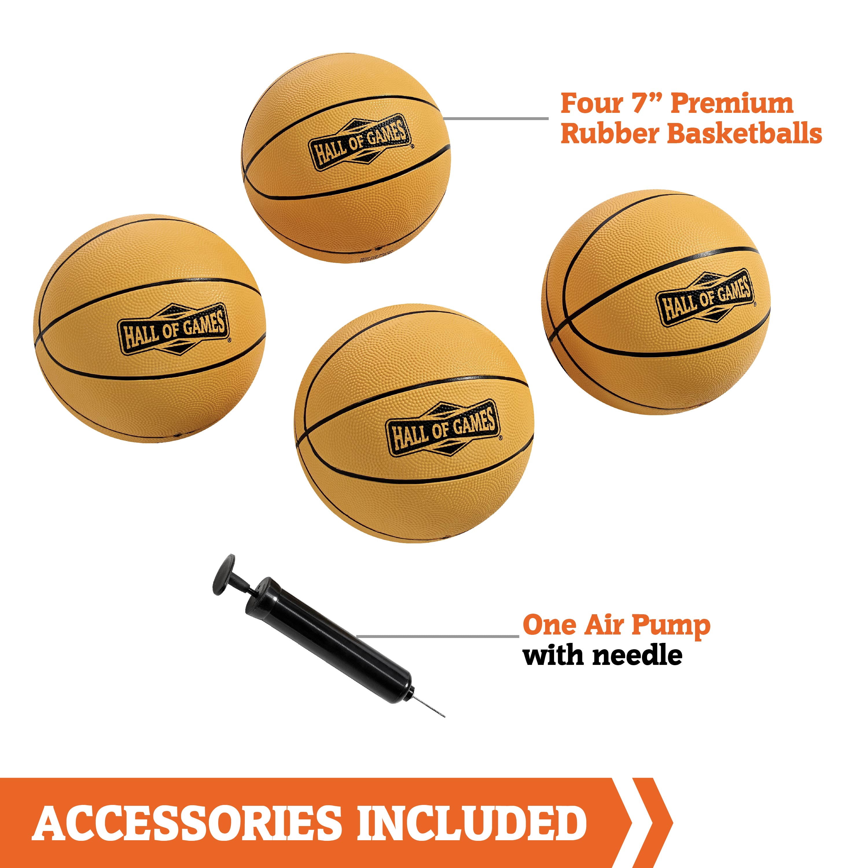 Easy to Assemble Arcade Basketball Game 84-in Tall, with Steel Frame EZ-Fold X-Leg, by Hall of Games