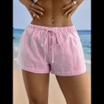 thumbnail image 4 of Pantalones Cortos de Playa de Verano con Cintura con Cordón y Estampado de Rayas para Mujer. Rayas Rosas L, 4 of 10