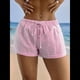 thumbnail image 4 of Pantalones Cortos de Playa de Verano con Cintura con Cordón y Estampado de Rayas para Mujer. Rayas Rosas L, 4 of 10