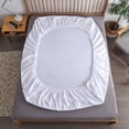 thumbnail image 1 of Lightweight Super Soft Easy Care Cotton Sheet with High Elastic Elastic Bands 360° Full Wrap Design - White, 1 of 1