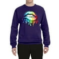 thumbnail image 2 of Wild Bobby, Colorful Neon Rainbow Biting Lips, Pop Culture, Unisex Crewneck Graphic Sweatshirt, Purple, 2XL, 2 of 3