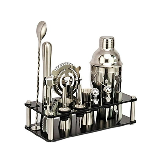 Coctelera De Acero Inoxidable De 17 Piezas, Juego De Barman, Juego De Herramientas De Coctelera De Acrílico Negro, Juego De Alfileres De Fruta Perfectos Para El Hogar O Las Fiestas Vogacara HA041726-04