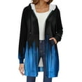 thumbnail image 4 of Women Hoodie Jacket Long Coat Floral Print Zip Up Hooded Cardigan Winter Warm Casual Outerwear with Pockets, 4 of 8