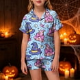 thumbnail image 2 of Enyan Girls Halloween Pajamas Kid Pajamas Graphic Print Cute Short Sleeve Sleepwear Loungewear Pjs 2Pcs Set Halloween Girls Pajamas(2-3 Years), 2 of 5