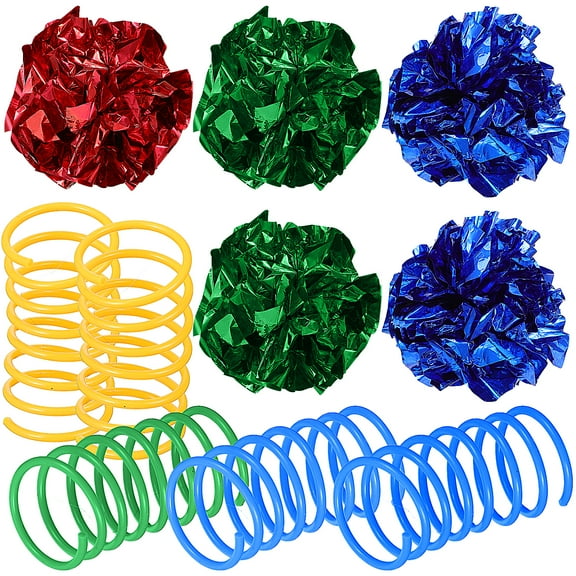 Gymnture 5pcs Cat Spring Toy Crinkle Balls Set - Interactive Random Color Cat Toys