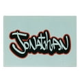 thumbnail image 3 of Jonathan Cutting Board, Teenage Boys Name Graffito Urban Arts Illustration Youthful Modern, Decorative Tempered Glass Cutting and Serving Board, Small Size, Vermilion White, by Ambesonne, 3 of 5