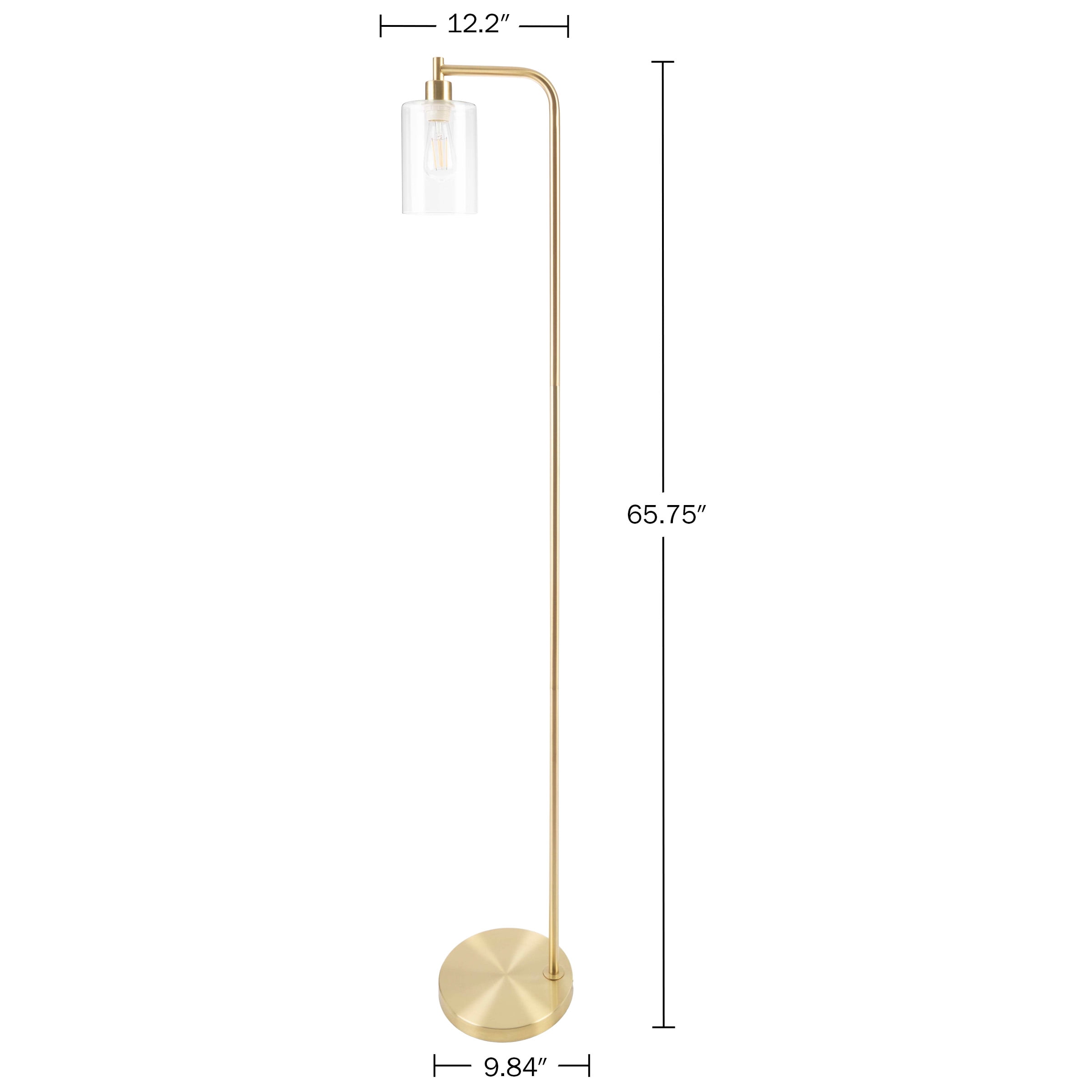 Lavish Home 65-inch Modern Floor Lamp with Glass Shade and LED Edison Bulb (Gold)